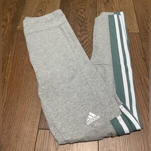 Adidas Gray Leggings with Teal Stripes